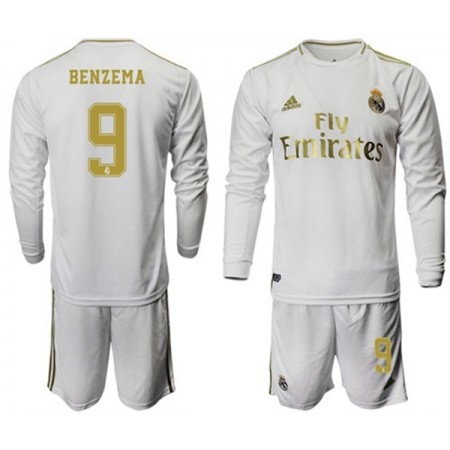 Billiga Fotbollströjor Real Madrid Benzema 9 Barn Hjemma tröja 2019/20 Långärmad